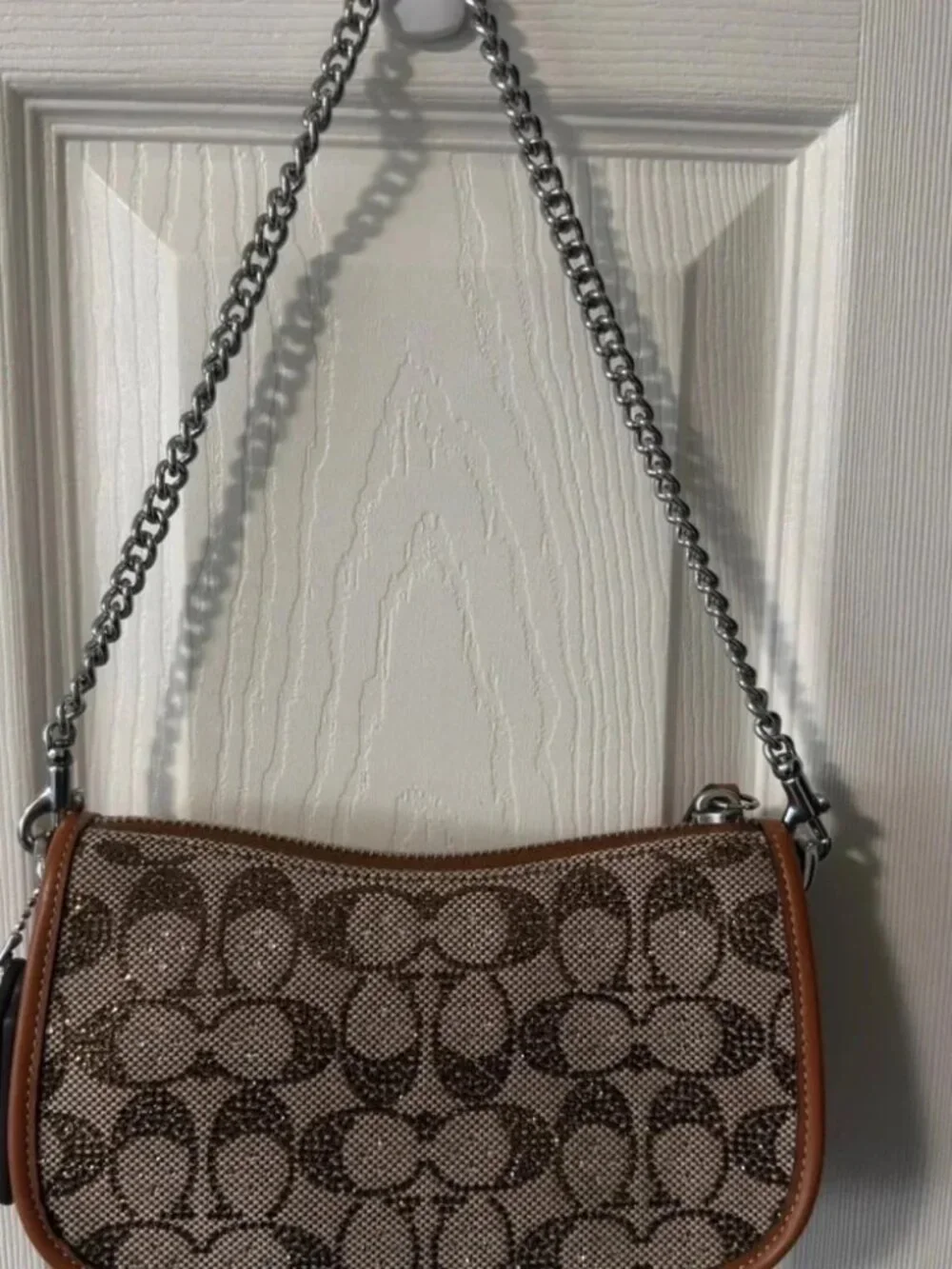 NWT Coach Swinger Bag 20 With Chain Crystal Signature Jacquard